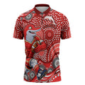 Dolphins Zipper Polo Shirt Aboriginal Dot Pattern - Rugby Mascot Heritage Pride