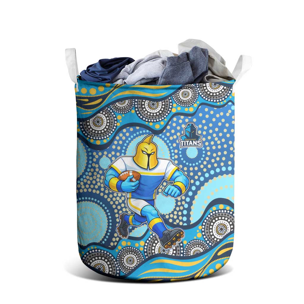 Gold Coast Titans Laundry Basket Aboriginal Dot Pattern - Rugby Mascot Heritage Pride
