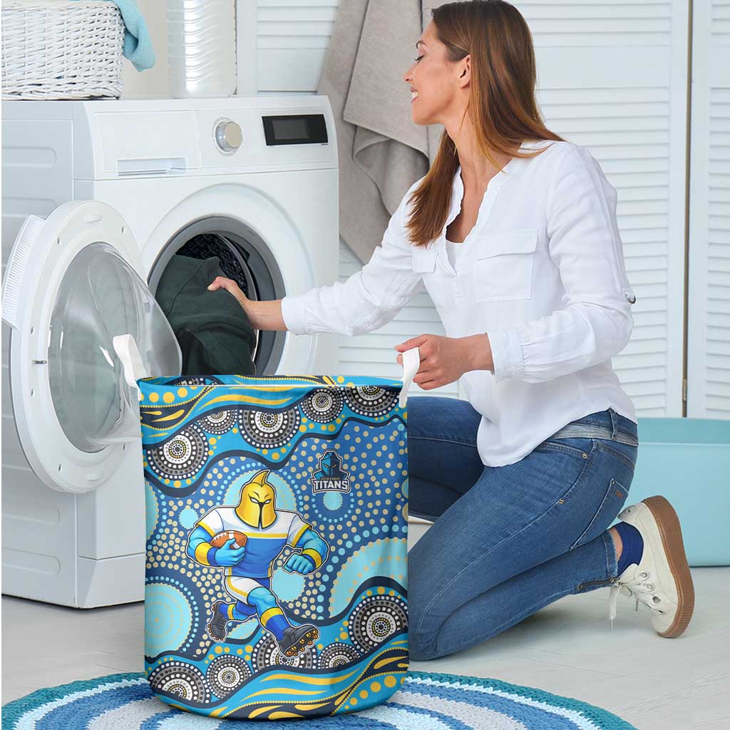 Gold Coast Titans Laundry Basket Aboriginal Dot Pattern - Rugby Mascot Heritage Pride