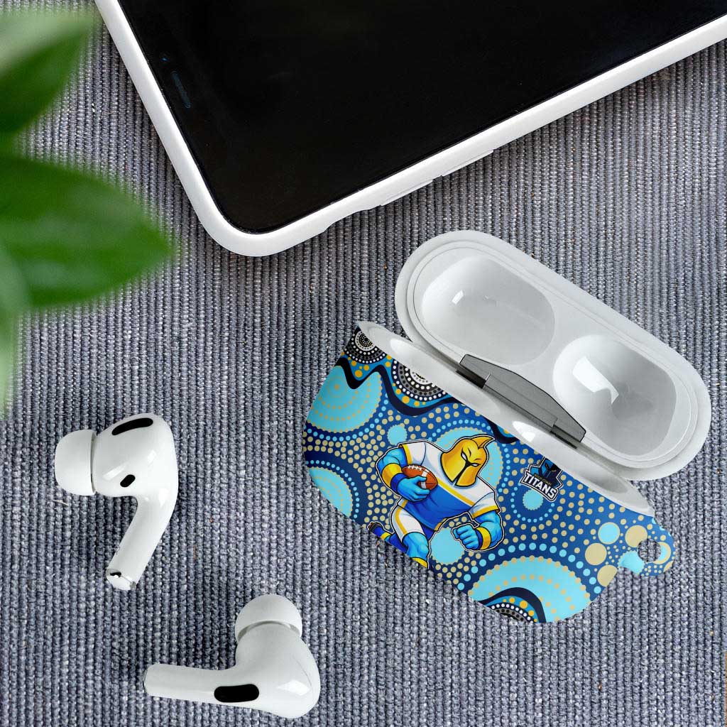 Gold Coast Titans AirPods Case Aboriginal Dot Pattern - Rugby Mascot Heritage Pride