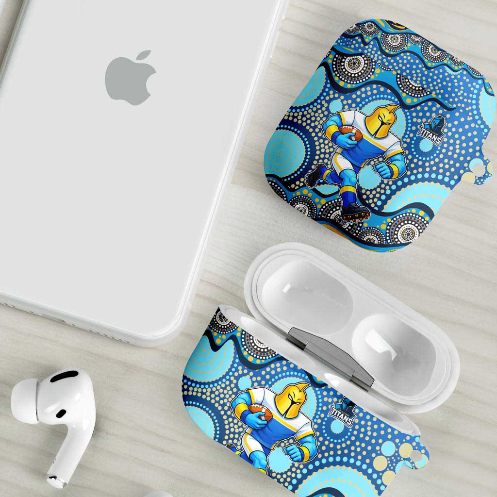 Gold Coast Titans AirPods Case Aboriginal Dot Pattern - Rugby Mascot Heritage Pride