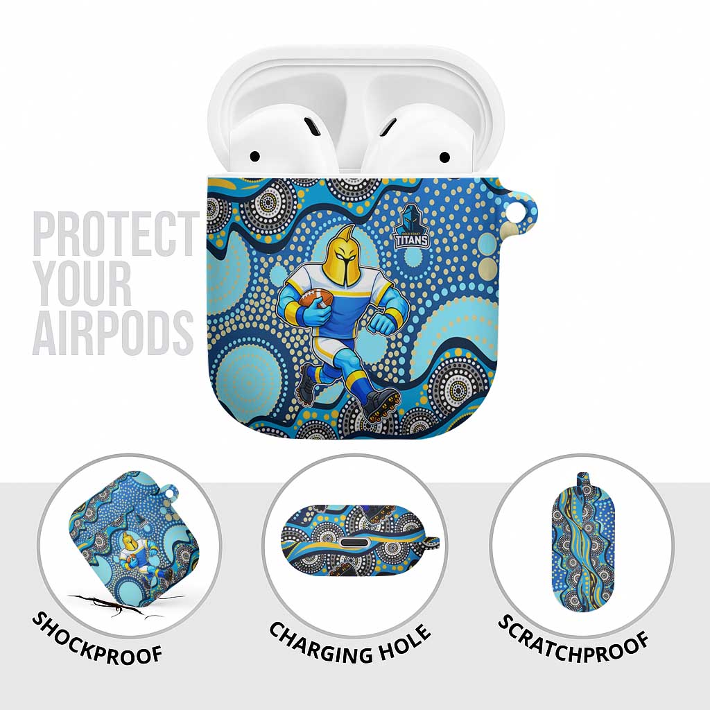 Gold Coast Titans AirPods Case Aboriginal Dot Pattern - Rugby Mascot Heritage Pride