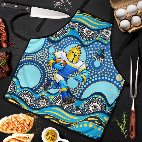 Gold Coast Titans Apron Aboriginal Dot Pattern - Rugby Mascot Heritage Pride