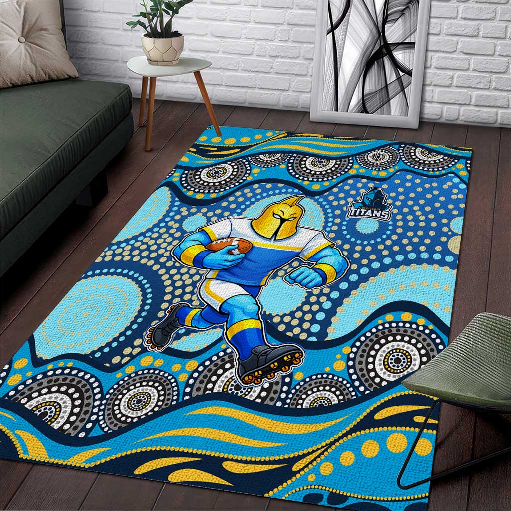 Gold Coast Titans Area Rug Aboriginal Dot Pattern - Rugby Mascot Heritage Pride