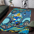 Gold Coast Titans Area Rug Aboriginal Dot Pattern - Rugby Mascot Heritage Pride