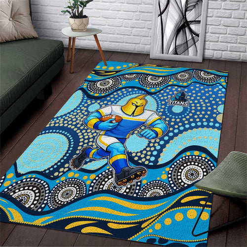 Gold Coast Titans Area Rug Aboriginal Dot Pattern - Rugby Mascot Heritage Pride