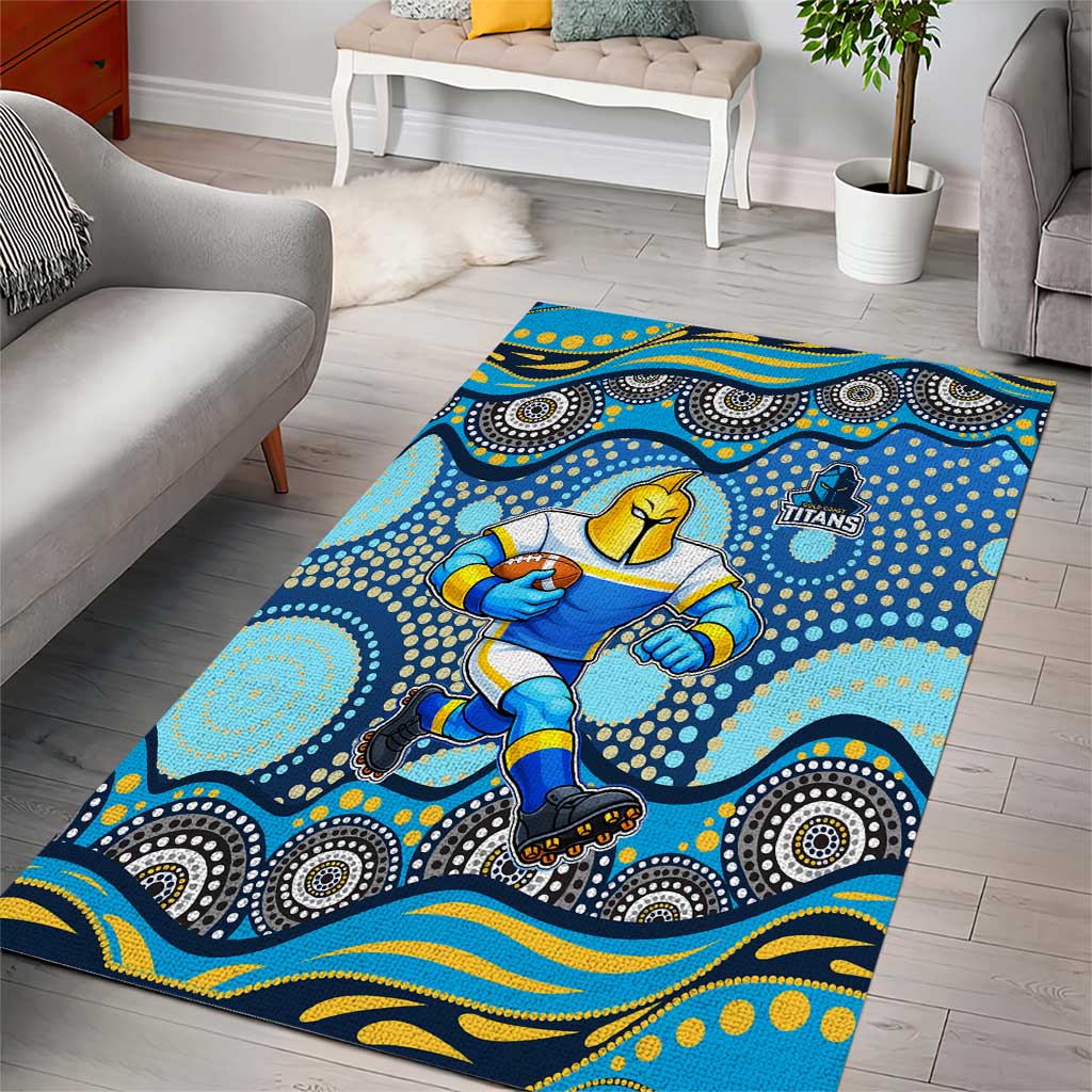 Gold Coast Titans Area Rug Aboriginal Dot Pattern - Rugby Mascot Heritage Pride