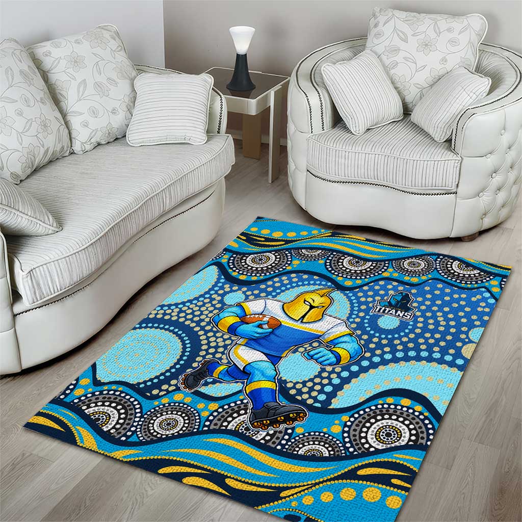 Gold Coast Titans Area Rug Aboriginal Dot Pattern - Rugby Mascot Heritage Pride