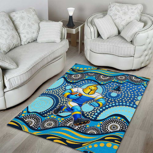 Gold Coast Titans Area Rug Aboriginal Dot Pattern - Rugby Mascot Heritage Pride