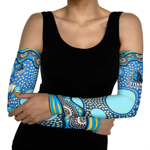 Gold Coast Titans Arm Sleeves Aboriginal Dot Pattern - Rugby Mascot Heritage Pride