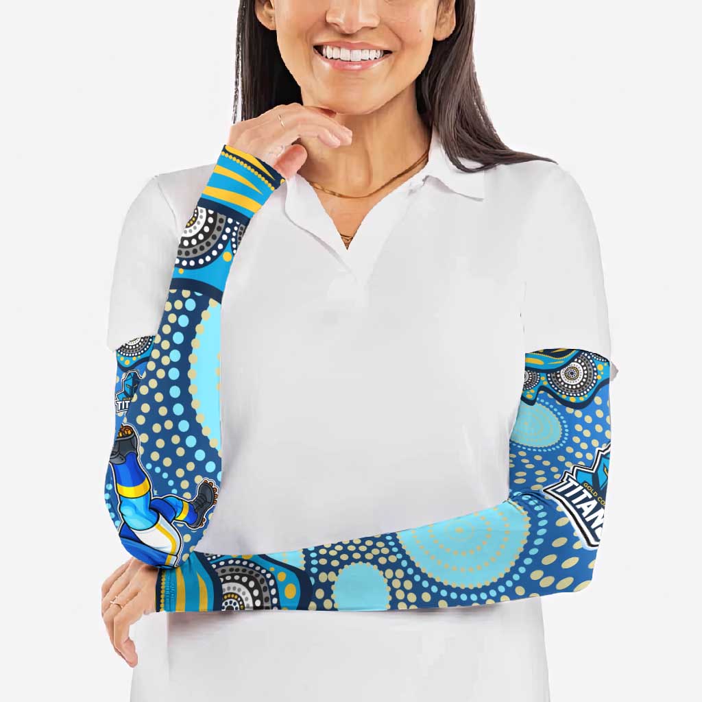 Gold Coast Titans Arm Sleeves Aboriginal Dot Pattern - Rugby Mascot Heritage Pride