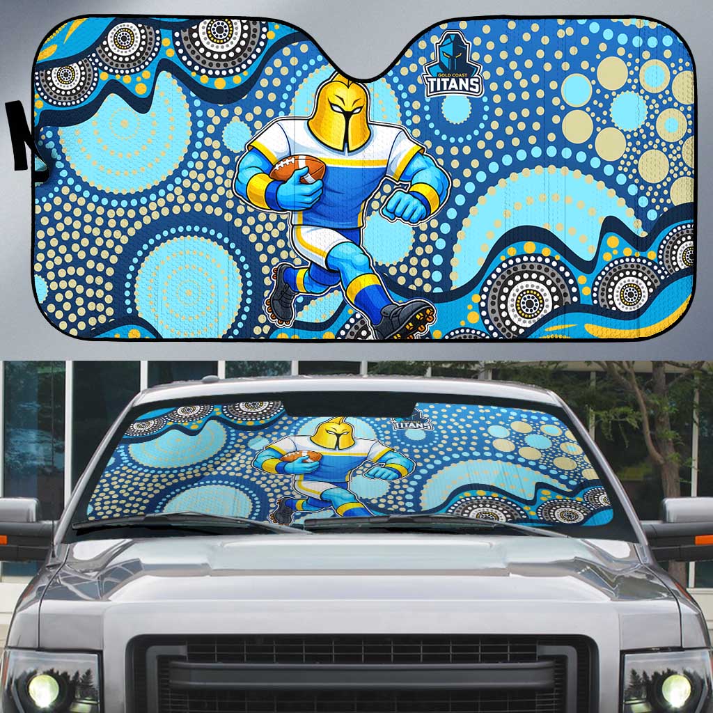 Gold Coast Titans Auto Sun Shade Aboriginal Dot Pattern - Rugby Mascot Heritage Pride
