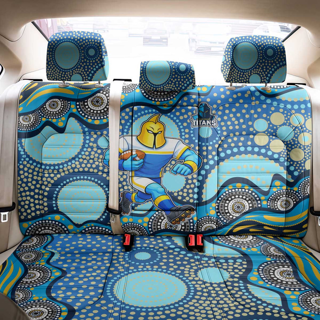 Gold Coast Titans Back Car Seat Cover Aboriginal Dot Pattern - Rugby Mascot Heritage Pride