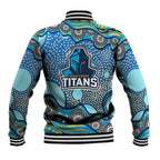 Gold Coast Titans Baseball Jacket Aboriginal Dot Pattern - Rugby Mascot Heritage Pride