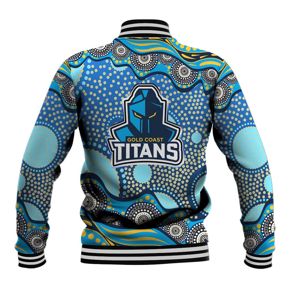 Gold Coast Titans Baseball Jacket Aboriginal Dot Pattern - Rugby Mascot Heritage Pride