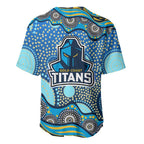 Gold Coast Titans Baseball Jersey Aboriginal Dot Pattern - Rugby Mascot Heritage Pride