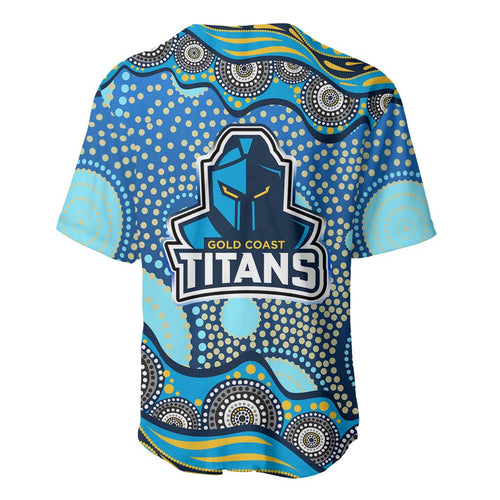 Gold Coast Titans Baseball Jersey Aboriginal Dot Pattern - Rugby Mascot Heritage Pride