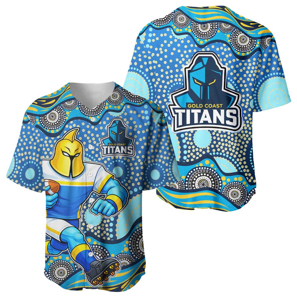 Gold Coast Titans Baseball Jersey Aboriginal Dot Pattern - Rugby Mascot Heritage Pride