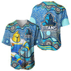 Gold Coast Titans Baseball Jersey Aboriginal Dot Pattern - Rugby Mascot Heritage Pride