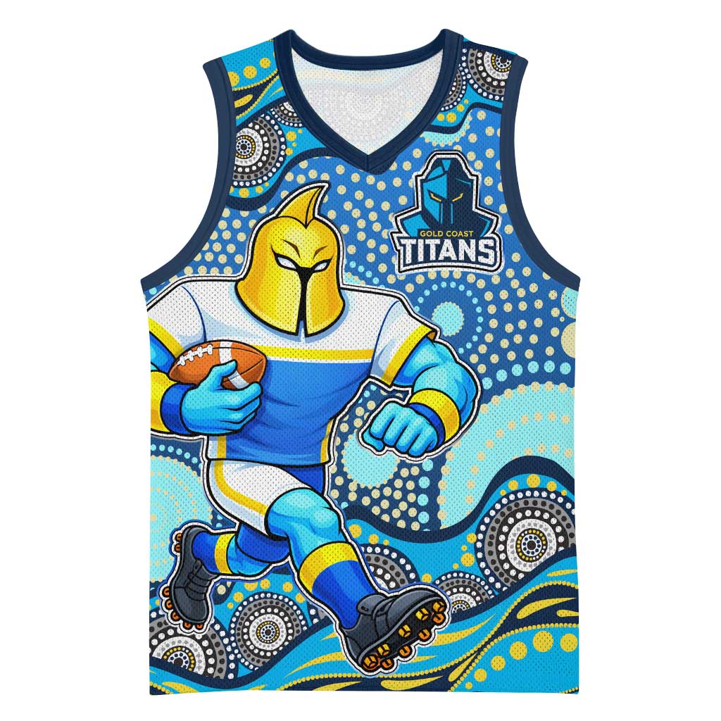 Gold Coast Titans Basketball Jersey Aboriginal Dot Pattern - Rugby Mascot Heritage Pride