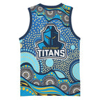 Gold Coast Titans Basketball Jersey Aboriginal Dot Pattern - Rugby Mascot Heritage Pride