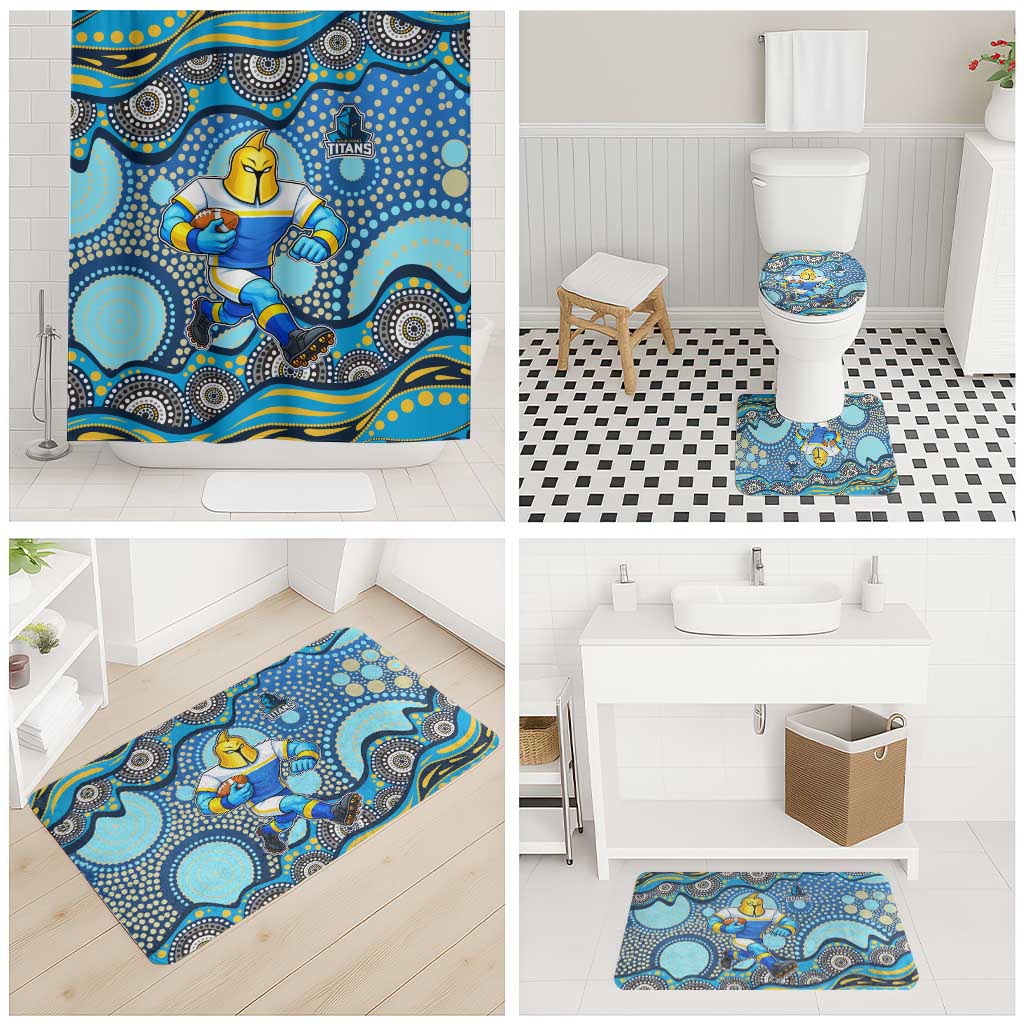 Gold Coast Titans Bathroom Set Aboriginal Dot Pattern - Rugby Mascot Heritage Pride