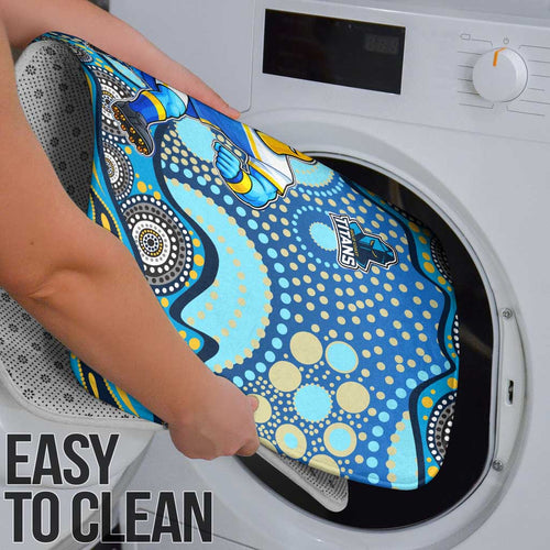 Gold Coast Titans Bathroom Set Aboriginal Dot Pattern - Rugby Mascot Heritage Pride