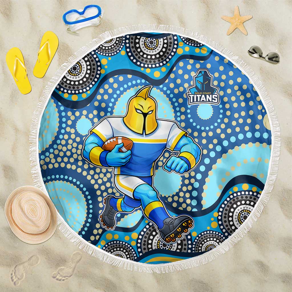 Gold Coast Titans Beach Blanket Aboriginal Dot Pattern - Rugby Mascot Heritage Pride