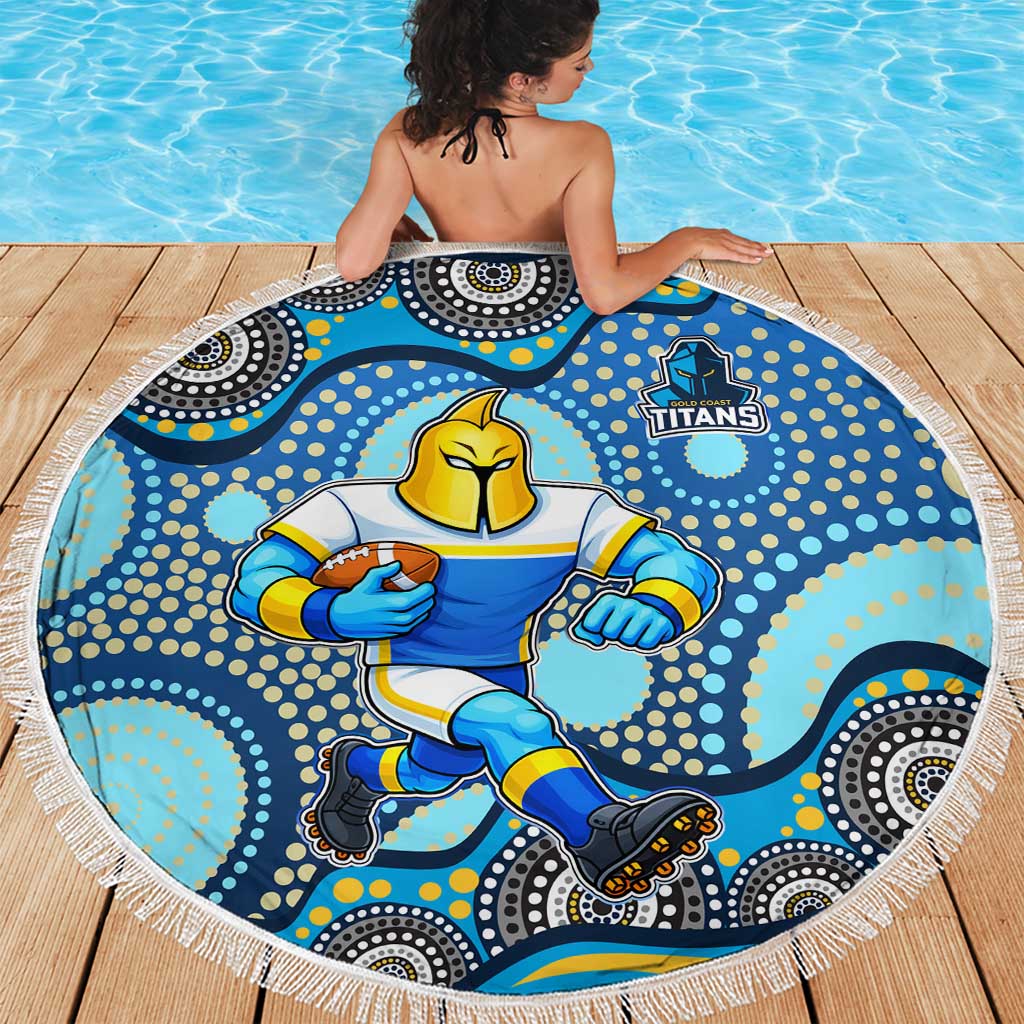 Gold Coast Titans Beach Blanket Aboriginal Dot Pattern - Rugby Mascot Heritage Pride