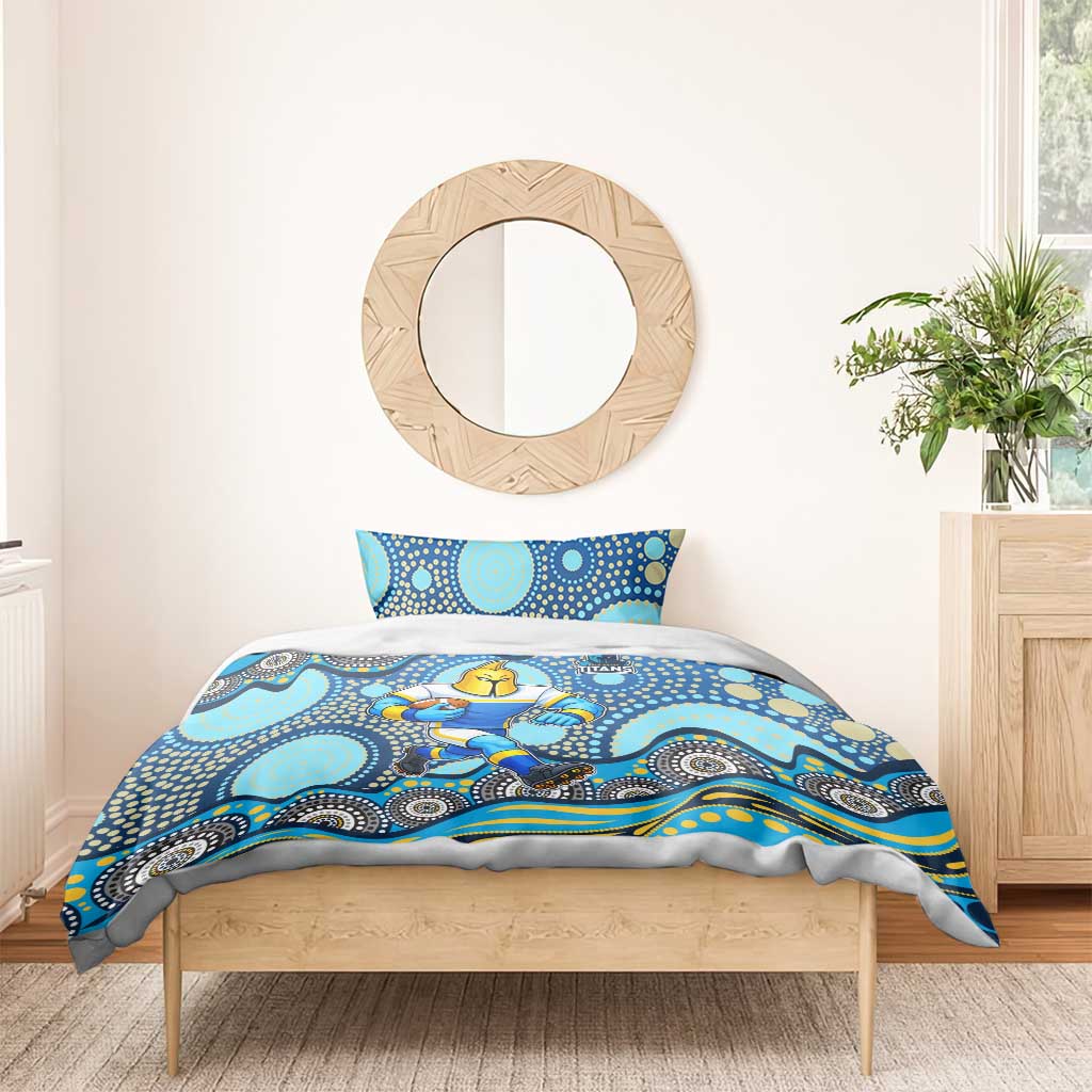 Gold Coast Titans Bedding Set Aboriginal Dot Pattern - Rugby Mascot Heritage Pride