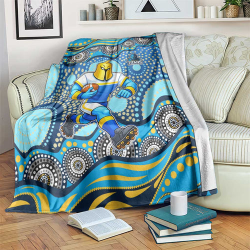 Gold Coast Titans Blanket Aboriginal Dot Pattern - Rugby Mascot Heritage Pride