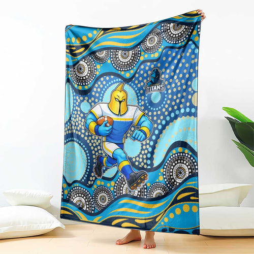 Gold Coast Titans Blanket Aboriginal Dot Pattern - Rugby Mascot Heritage Pride
