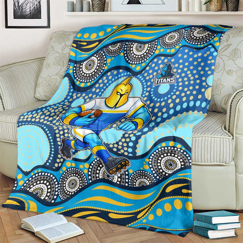 Gold Coast Titans Blanket Aboriginal Dot Pattern - Rugby Mascot Heritage Pride