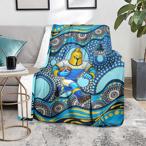 Gold Coast Titans Blanket Aboriginal Dot Pattern - Rugby Mascot Heritage Pride