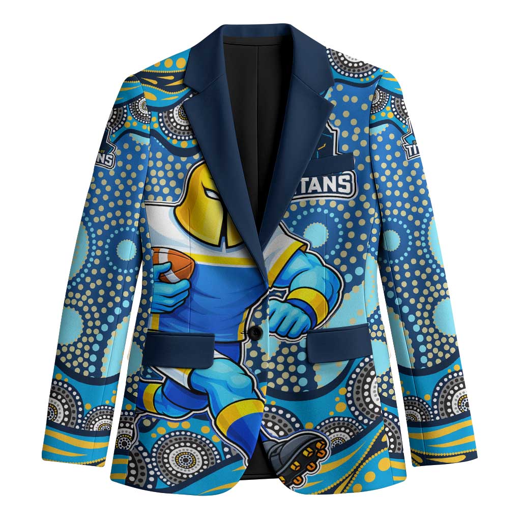 Gold Coast Titans Blazer Aboriginal Dot Pattern - Rugby Mascot Heritage Pride