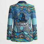 Gold Coast Titans Blazer Aboriginal Dot Pattern - Rugby Mascot Heritage Pride