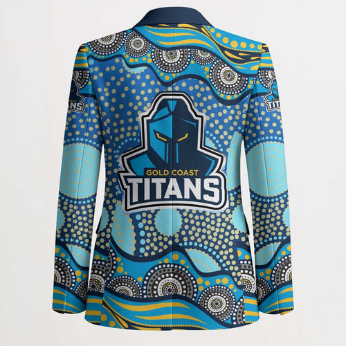 Gold Coast Titans Blazer Aboriginal Dot Pattern - Rugby Mascot Heritage Pride