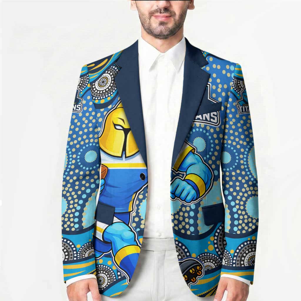 Gold Coast Titans Blazer Aboriginal Dot Pattern - Rugby Mascot Heritage Pride