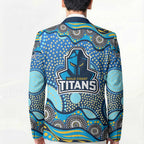 Gold Coast Titans Blazer Aboriginal Dot Pattern - Rugby Mascot Heritage Pride