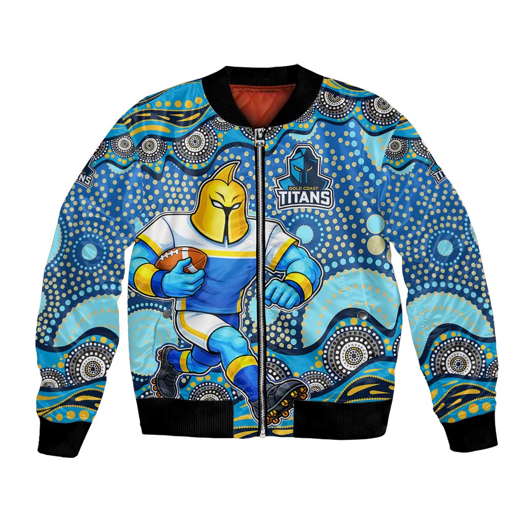 Gold Coast Titans Bomber Jacket Aboriginal Dot Pattern - Rugby Mascot Heritage Pride