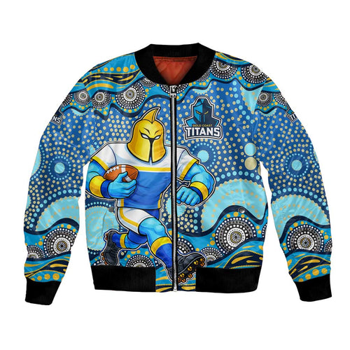 Gold Coast Titans Bomber Jacket Aboriginal Dot Pattern - Rugby Mascot Heritage Pride