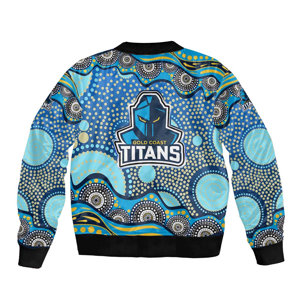 Gold Coast Titans Bomber Jacket Aboriginal Dot Pattern - Rugby Mascot Heritage Pride