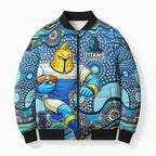 Gold Coast Titans Bomber Puffer Jacket Aboriginal Dot Pattern - Rugby Mascot Heritage Pride