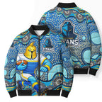 Gold Coast Titans Bomber Puffer Jacket Aboriginal Dot Pattern - Rugby Mascot Heritage Pride