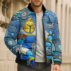 Gold Coast Titans Bomber Puffer Jacket Aboriginal Dot Pattern - Rugby Mascot Heritage Pride