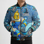 Gold Coast Titans Bomber Puffer Jacket Aboriginal Dot Pattern - Rugby Mascot Heritage Pride