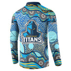 Gold Coast Titans Button Sweatshirt Aboriginal Dot Pattern - Rugby Mascot Heritage Pride