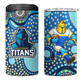 Gold Coast Titans 4 in 1 Can Cooler Tumbler Aboriginal Dot Pattern - Rugby Mascot Heritage Pride