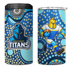 Gold Coast Titans 4 in 1 Can Cooler Tumbler Aboriginal Dot Pattern - Rugby Mascot Heritage Pride