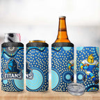 Gold Coast Titans 4 in 1 Can Cooler Tumbler Aboriginal Dot Pattern - Rugby Mascot Heritage Pride
